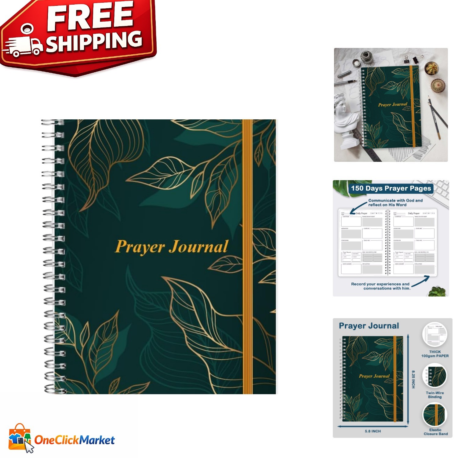 Acid-Free Prayer Journal with Scripture – Mindfulness & Gratitude Focus
