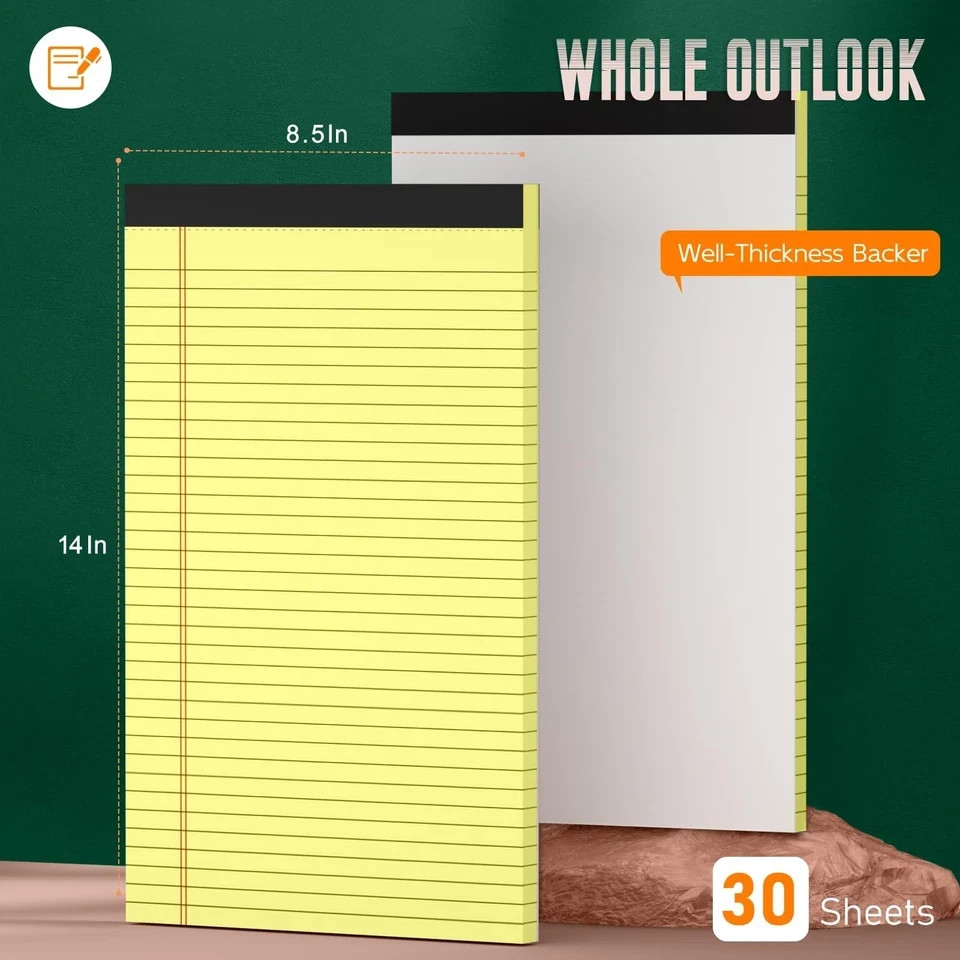 Yellow Legal Pads 8.5 x 14 Note Pads, 6 Pack 8.5 x 14 Notepads, Wide Ruled Li…
