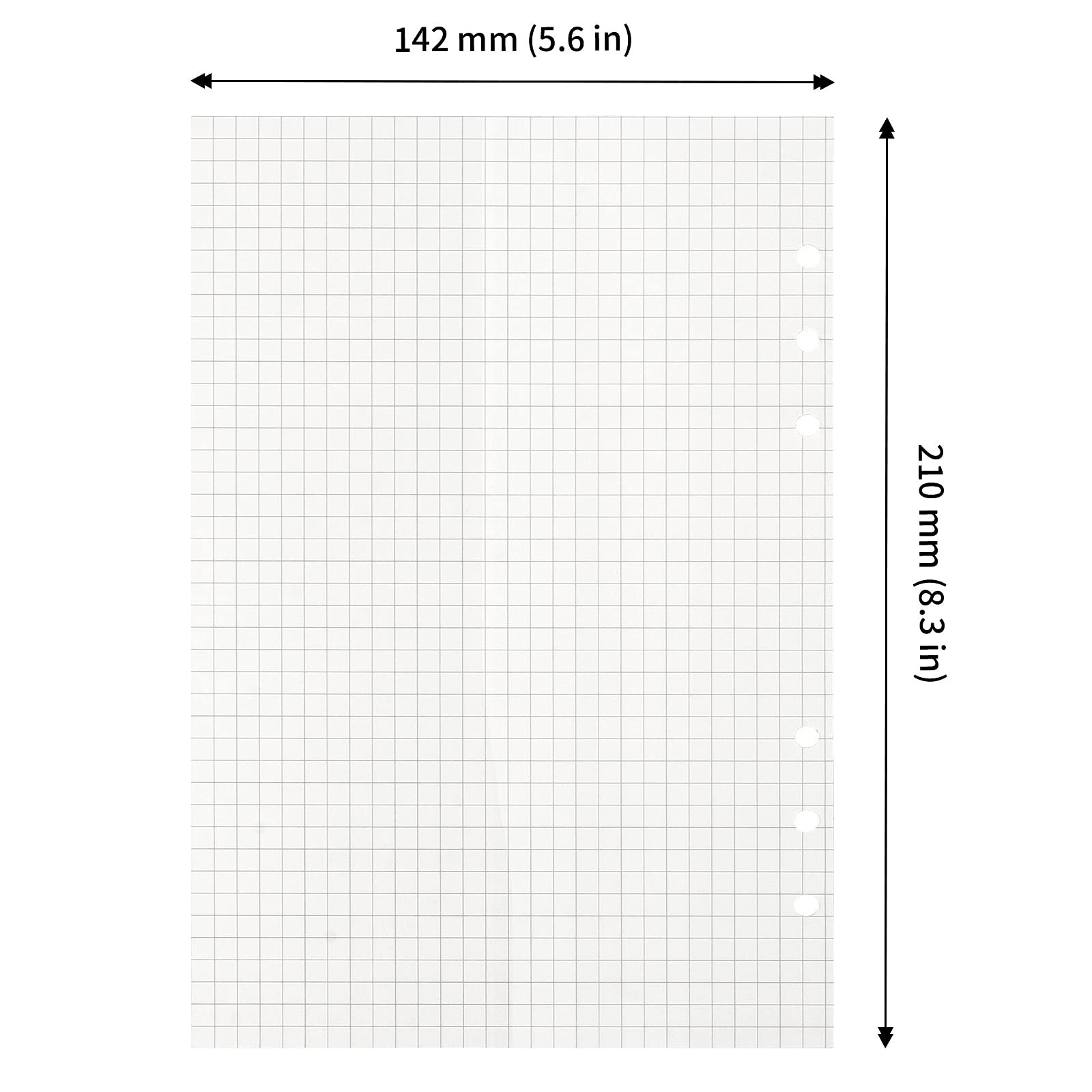 JAPCHET 800 Sheets A5 Grid Refill Paper Graph Squared White