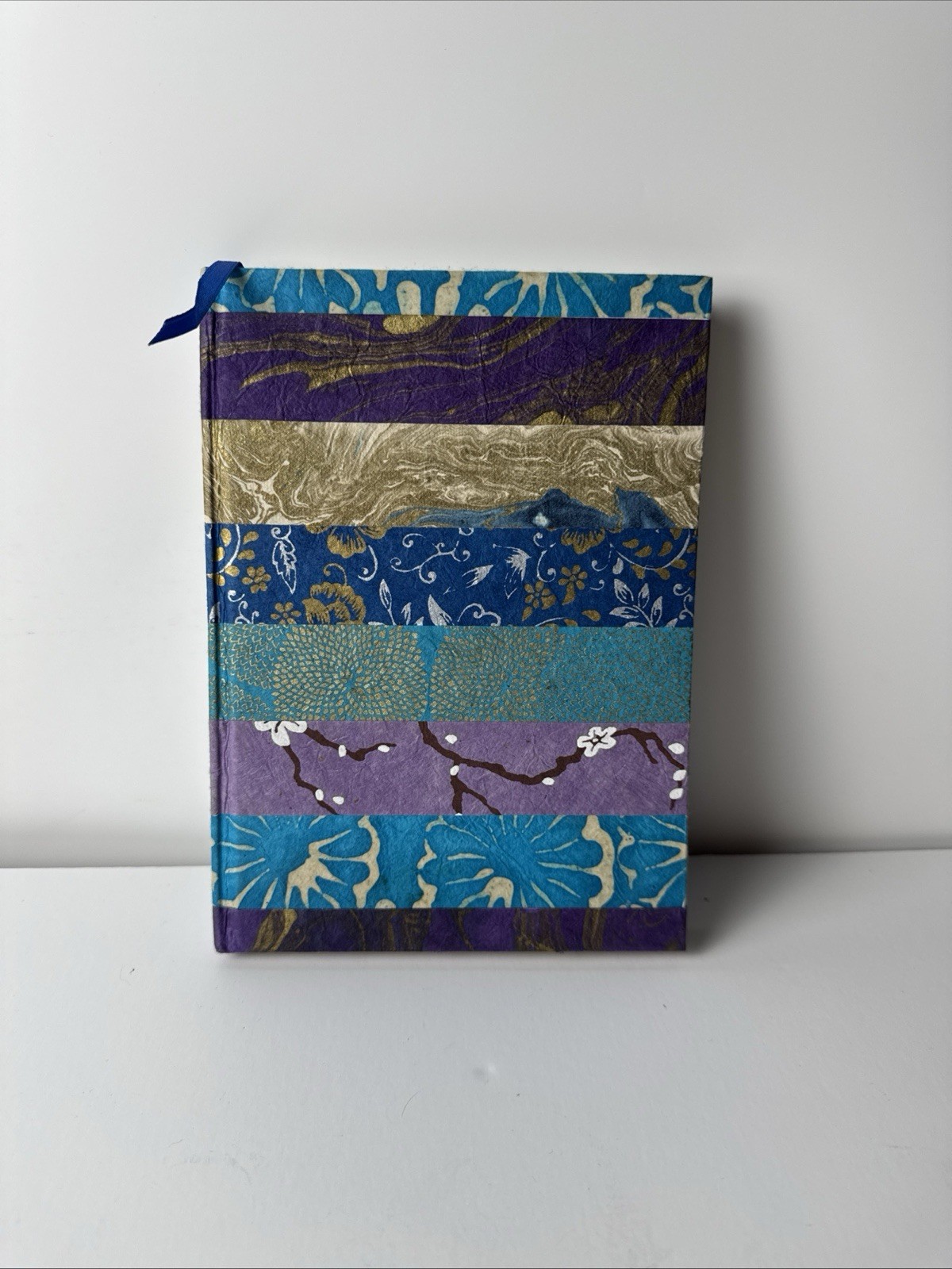 Blue Floral Journal Blank Diary Book Hard Cover Made From Lokta Plant from Nepal