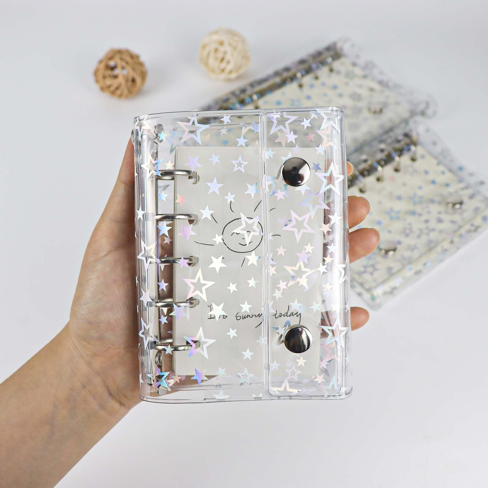 A8 Binder Cover PVC 5-Ring M5 Refillable Notebook Shell Laser Star Budget Bin…