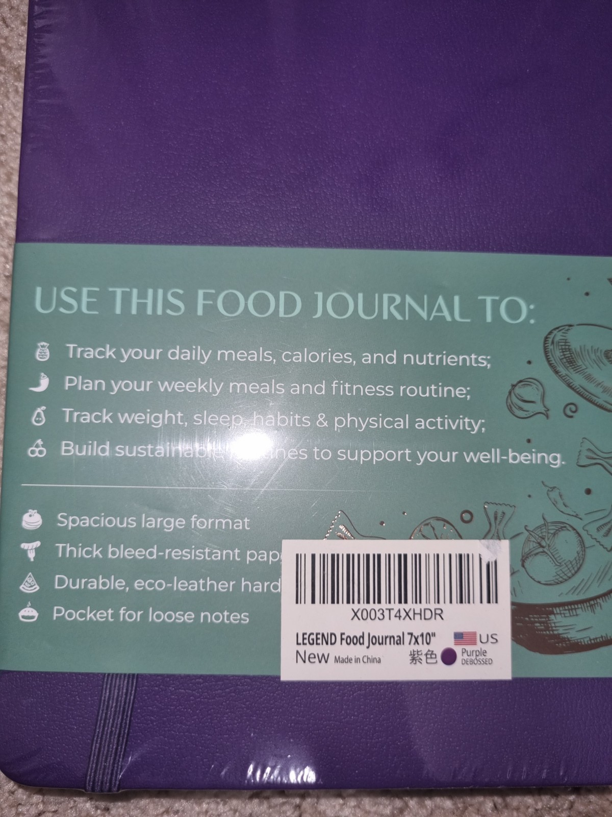 Purple Legend Planner Food Journal 6-Months Exercise Calendar Habit Tracker