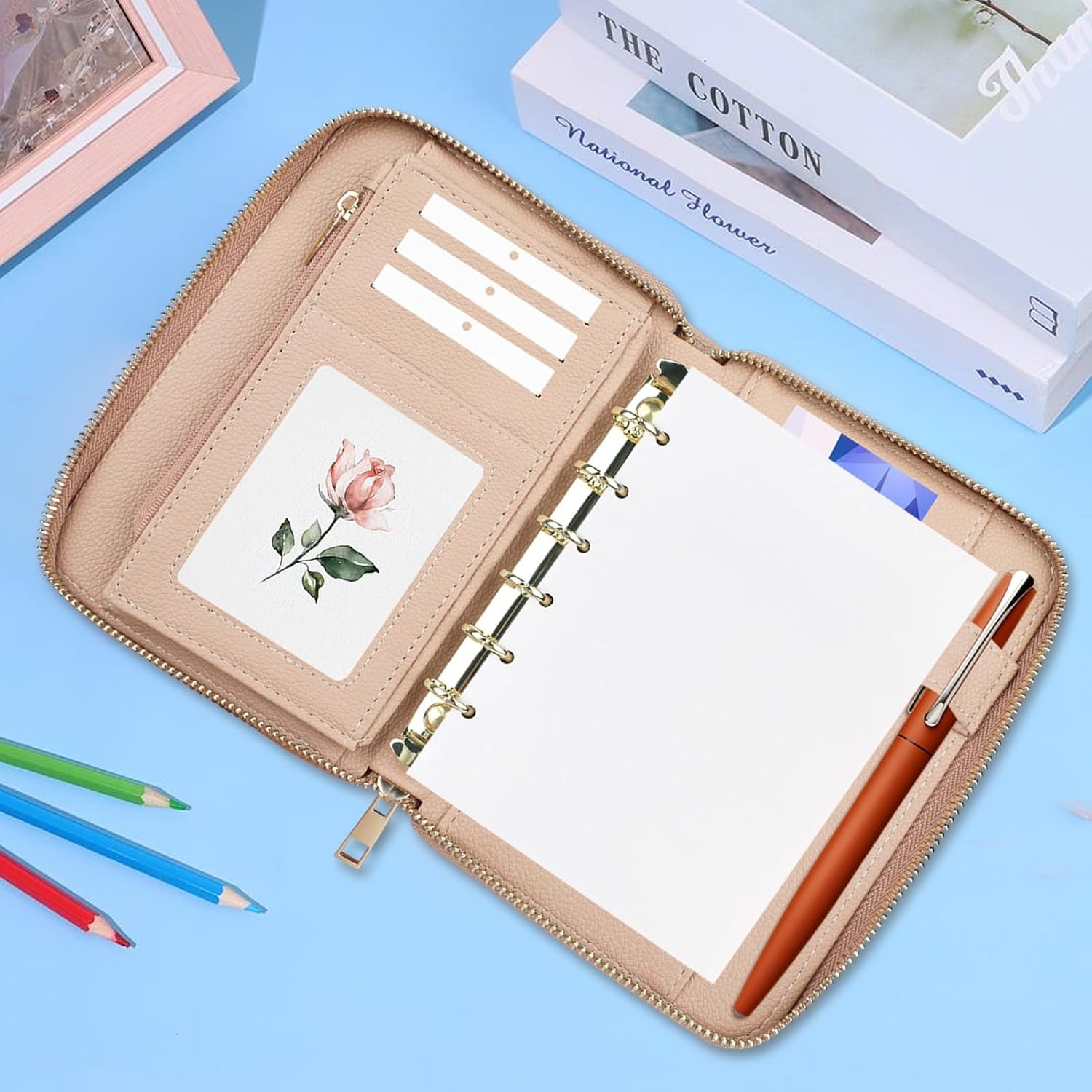 A7 Leather Budget Binder, Cash Envelopes System Budgeting Wallet, Money Organize