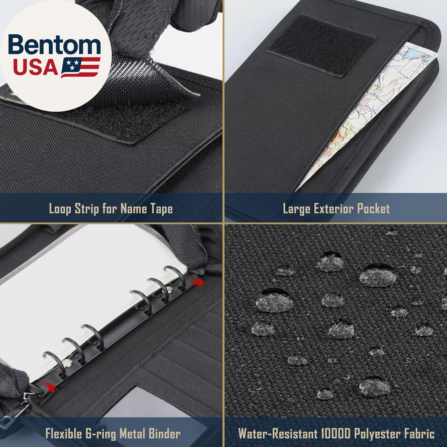 Tactical Notebook Padfolio Ring Binder – Refillable 6-Ring A6 Binder, Zip Hardco