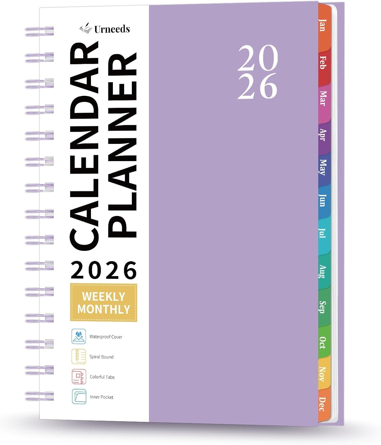 2026 Planner Weekly Monthly Calendar with Tabs Inner Pocket 8.5″x6.4″ Organizer
