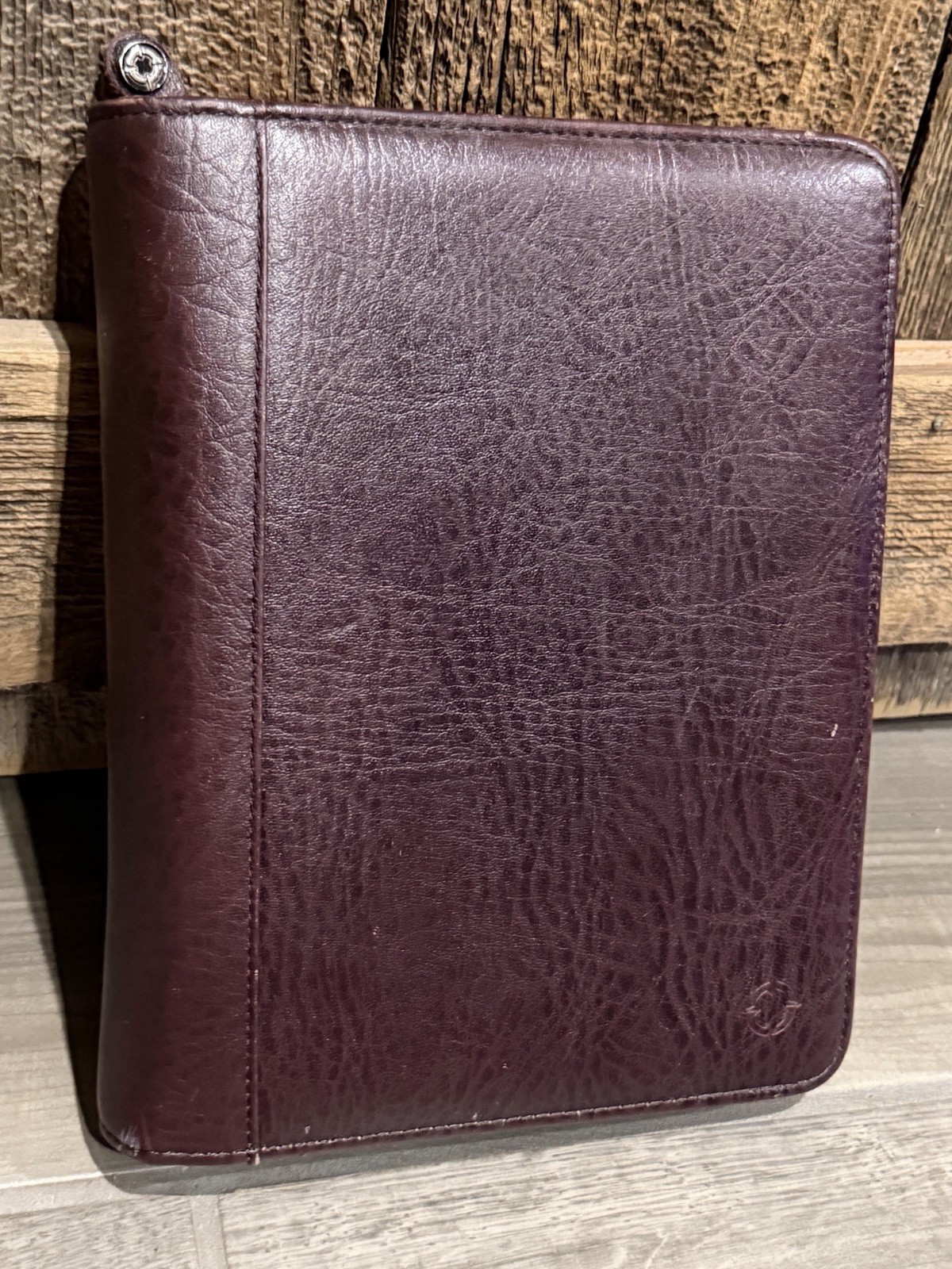 Franklin Covey Burgundy Leather Planner Organizer Binder 7 Ring Zip Around