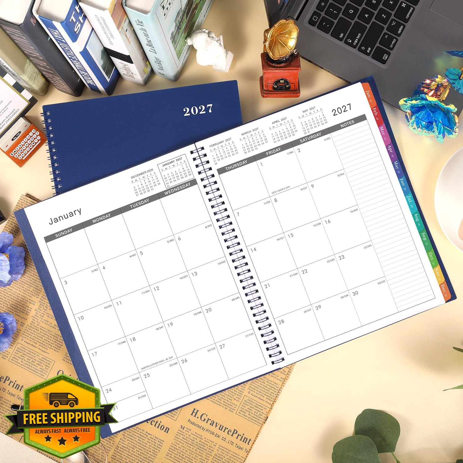 Artfan 2027 Monthly Planner 9″ x 11″ Blue