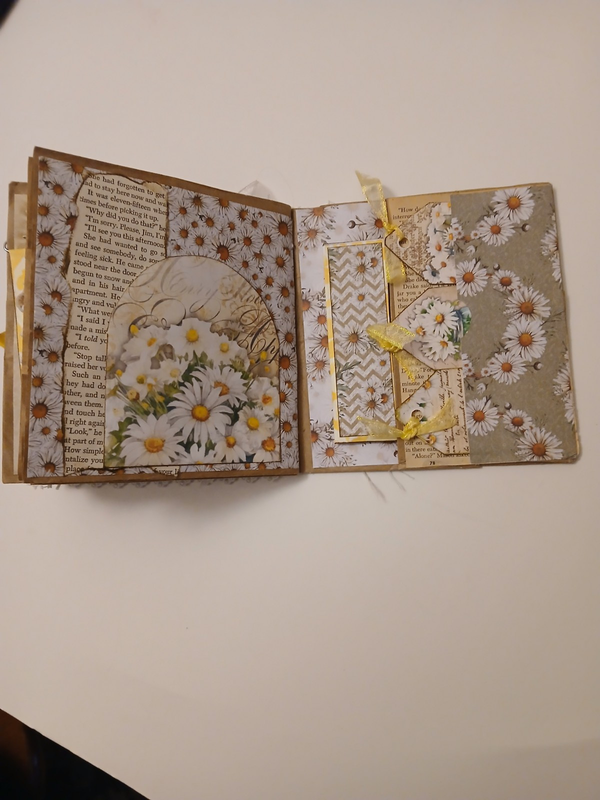 Handmade Daisy Summer Unique Paper Lunch Bag Junk Journal Ooak