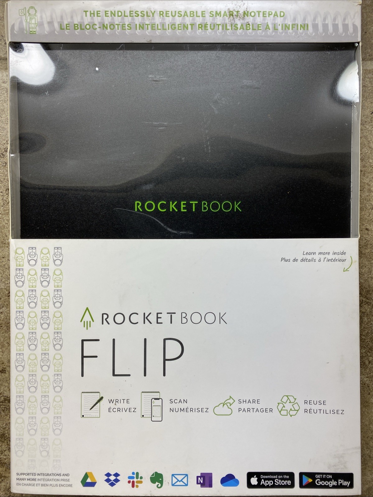 Rocket Book Flip Smart Reusable Notebook Black- Letter Size – 32 Pages