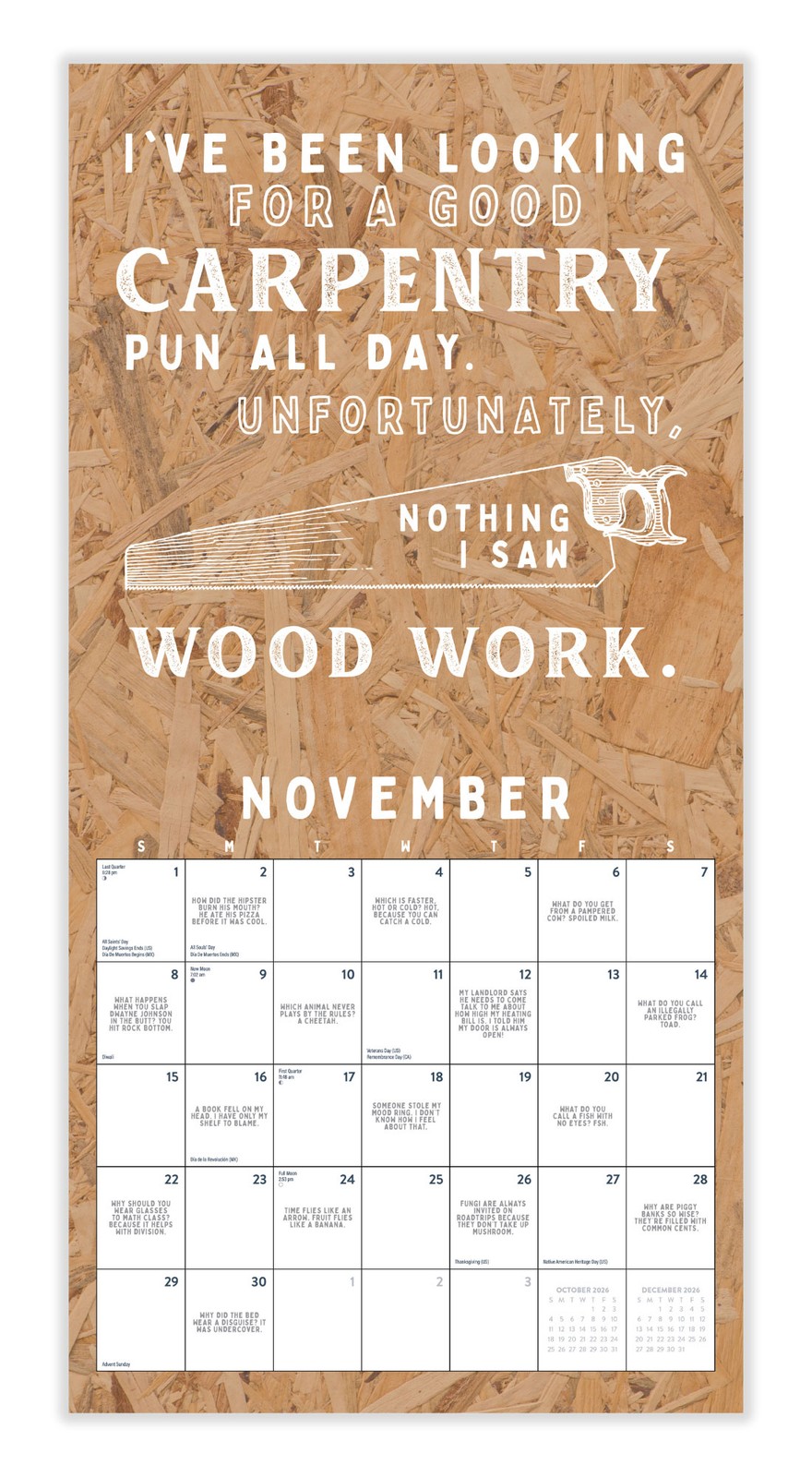 Dad Jokes Calendar 2026 | 12″ x 24″ 12 Month Calendar | Marble City Press