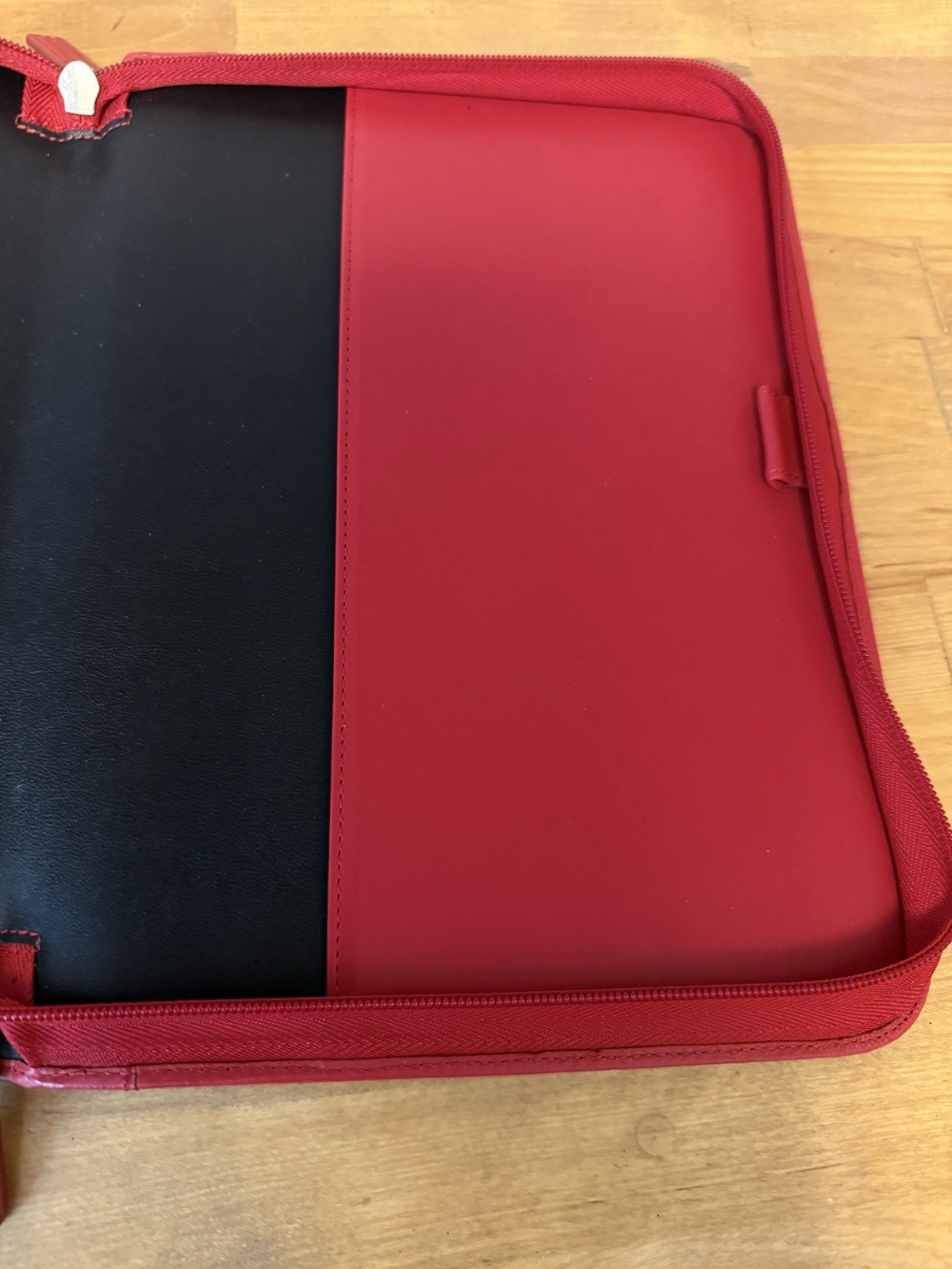 Levenger Red Leather Zip Around Portfolio Padfolio Organizer Letter Size EUC
