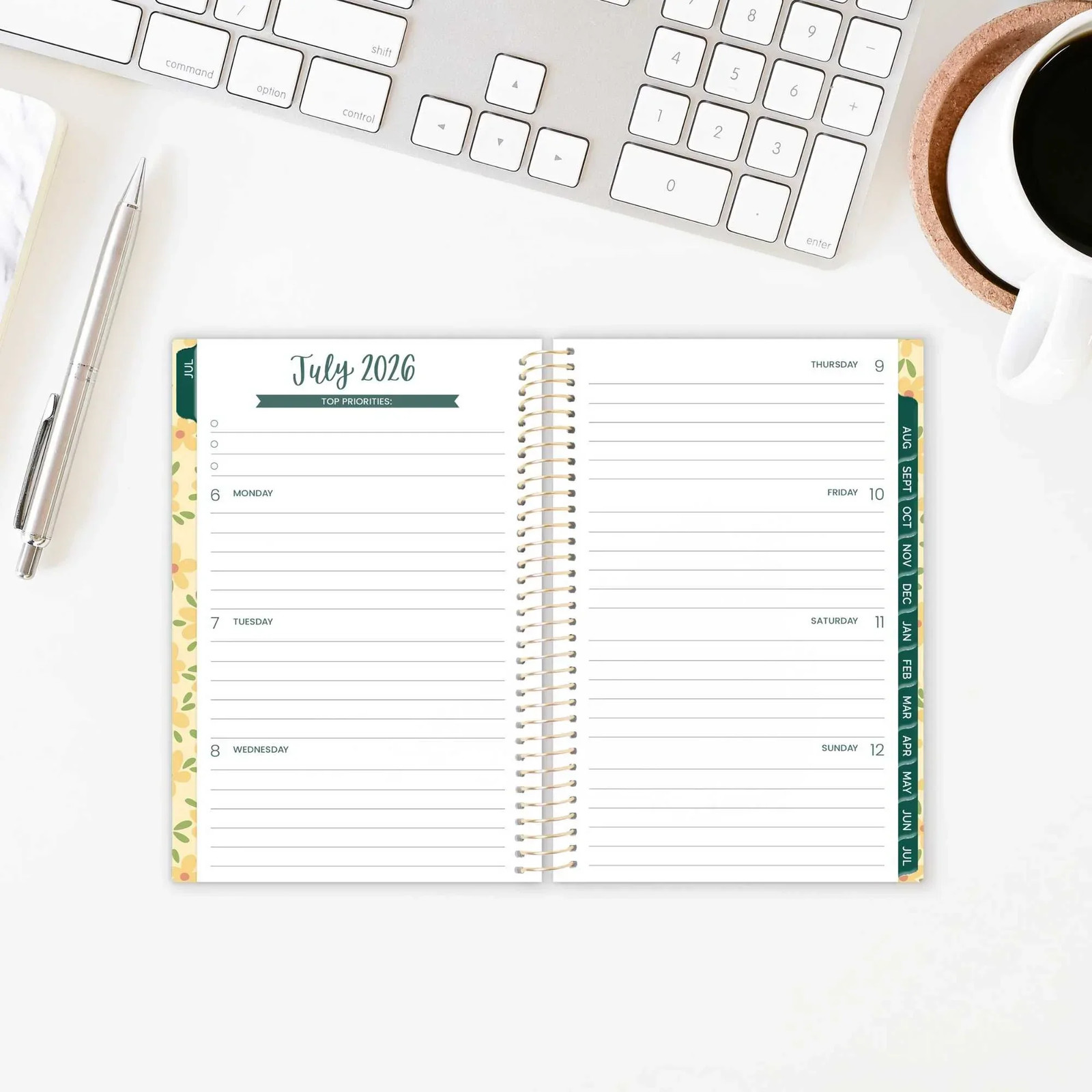 2026–27 Soft Cover Planner, 4″ x 6″ | Butter Yellow Daisies