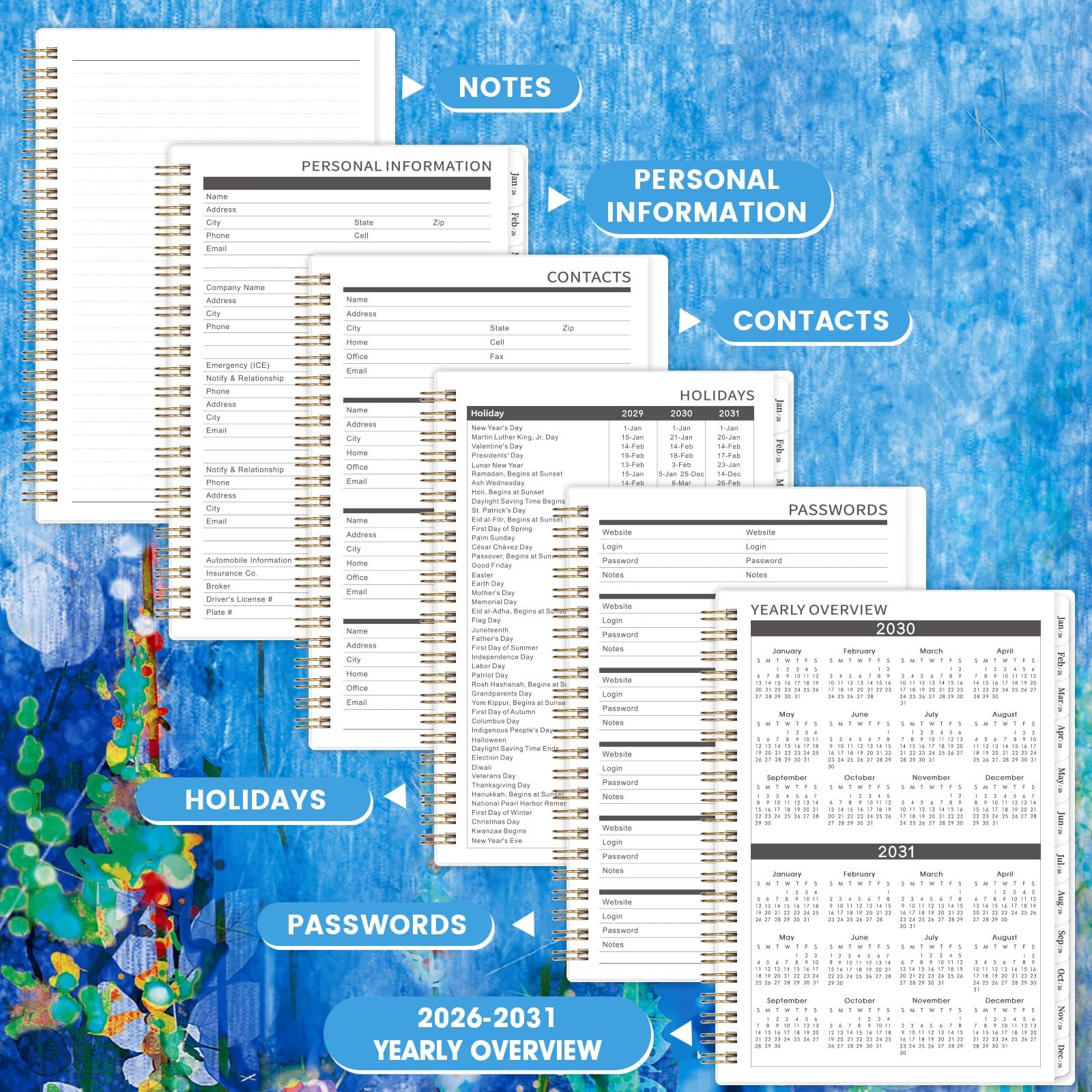 2026-2031 Monthly Planner – JUL 2026 – JUN 2031, 8.5″ x 6.4″, 5 Year Monthly …