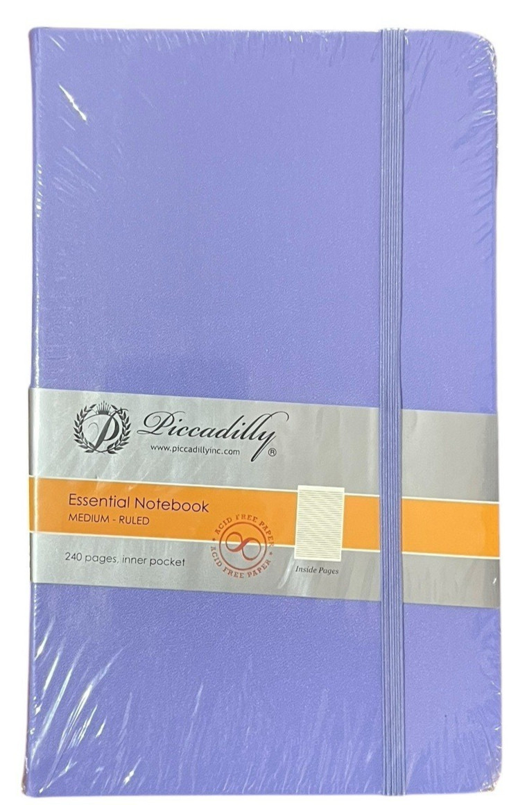 Purple Piccadilly Essential Notebook Medium Ruled 240 Pages Hardcover NEW SEALED