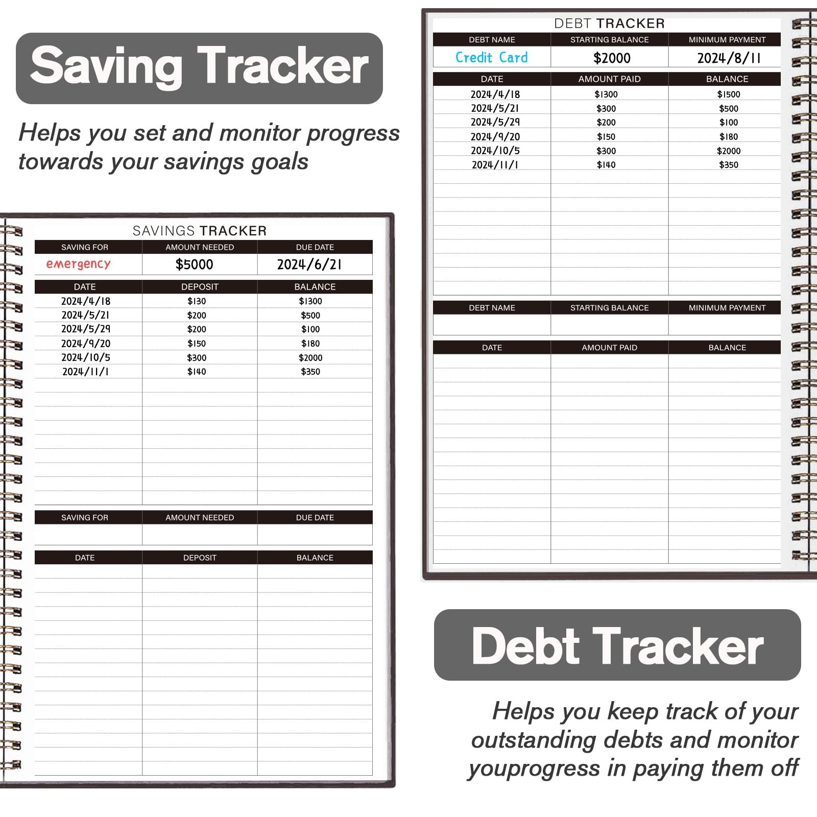 Budget Planner – Monthly Book 160 pages, 5.5 x 8.5 inches, Black