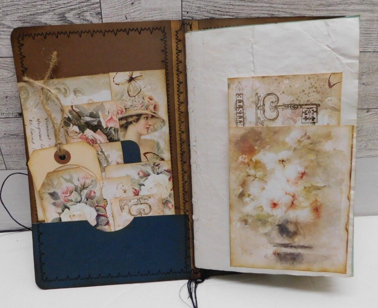Junk Journal Handmade Blank Coffee Dyed Papers 64 Pages & Ephemera D