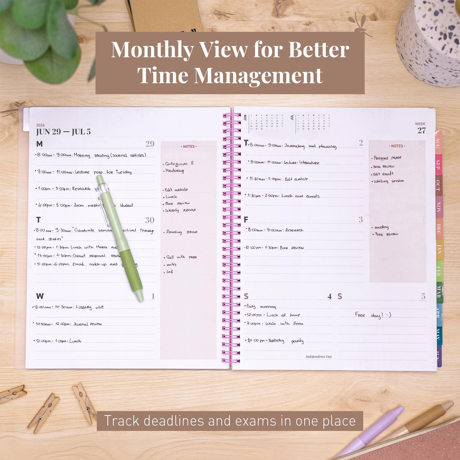 Rileys Academic Planner 2026-2027, (2026 – 2027) 8.5 x 11 Inch, Pink – Chunky