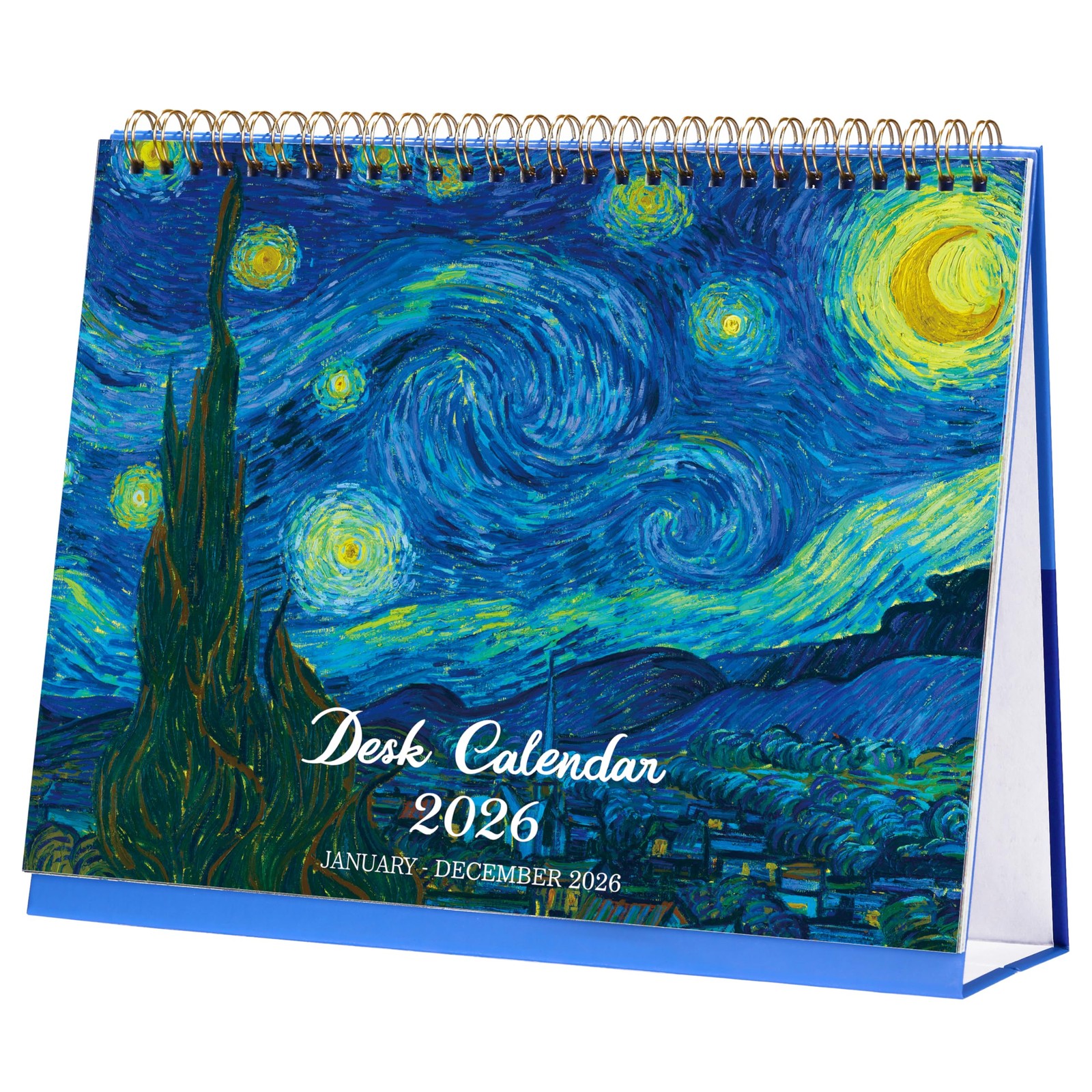 2026 Desk Calendar – JAN 2026 – DEC 2026, Standing Flip Desktop blue