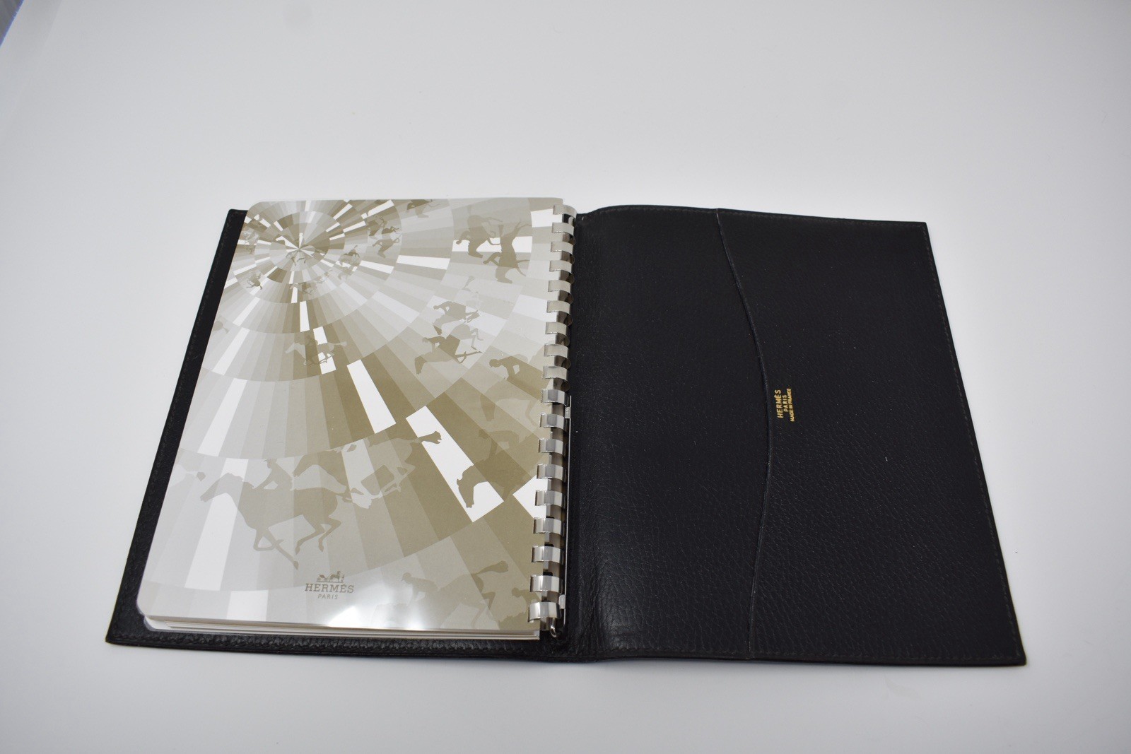 Hermes Vintage Black Calf Skin Leather Notebook/Agenda Holder