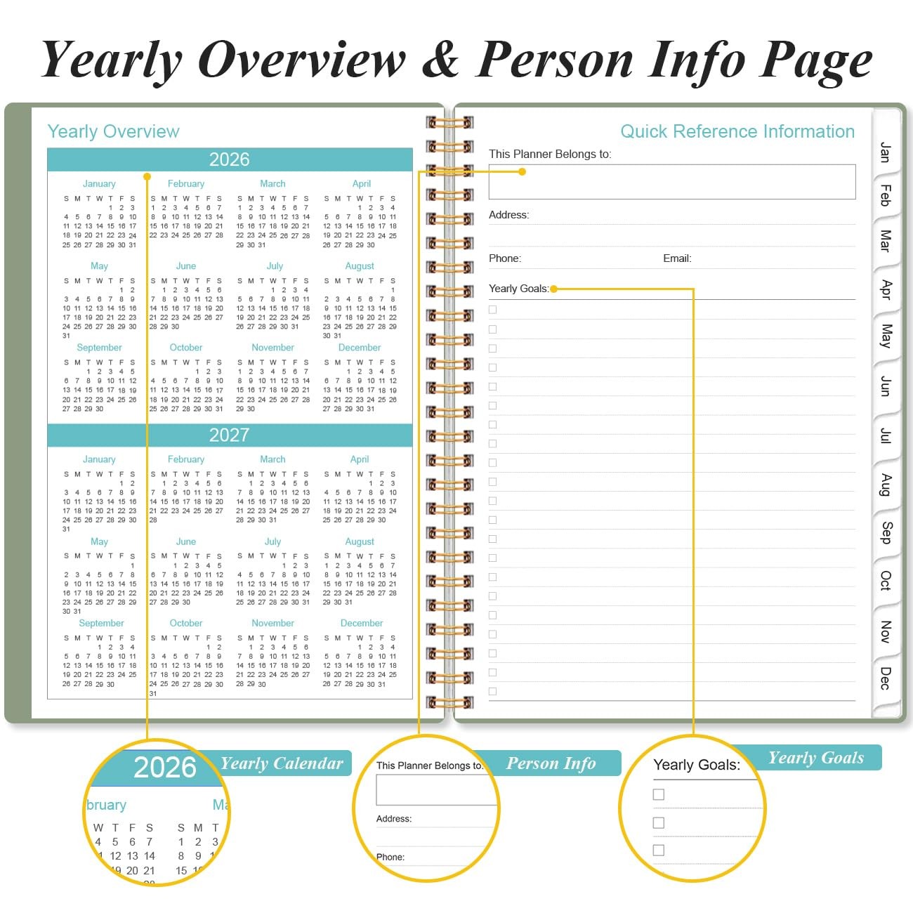 2024 Weekly Monthly Planner, January – December, 5″ x 8″ Flexible Cover