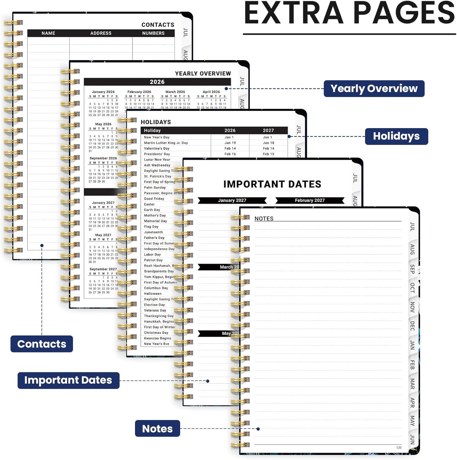 Planner 2026 2027, Hardcover Monthly Weekly Academic Teacher Student Calendar