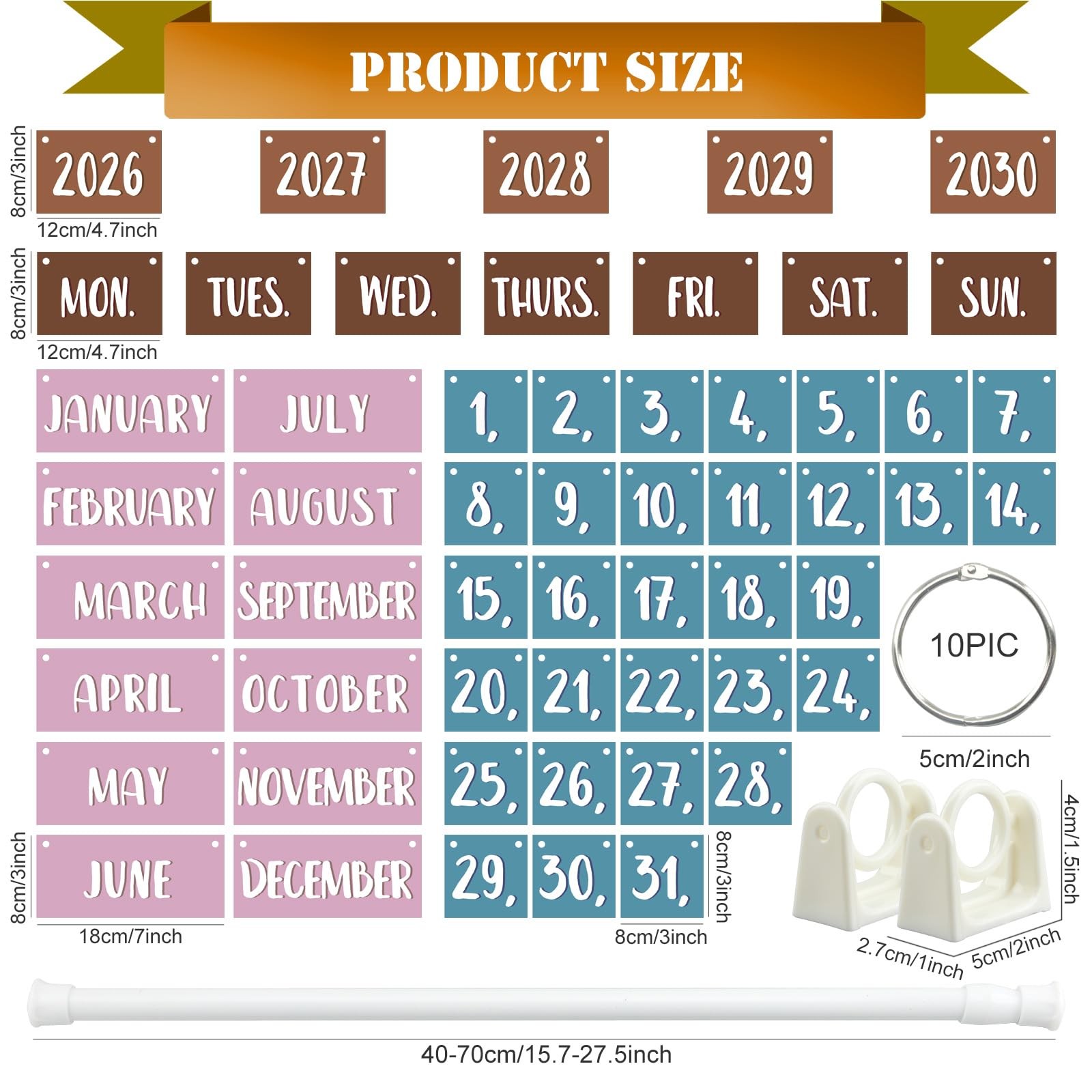 Bohe style calendar bulletin board set Bohemian style flipped calendar with