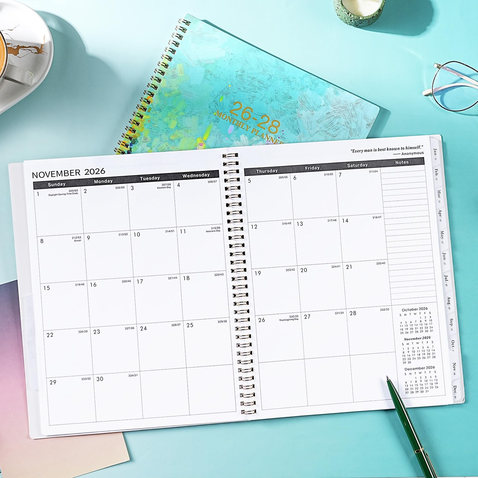 2026-2028 Monthly Planner – 2 Year 9″ x 11″, Colorful Lavender & Purple