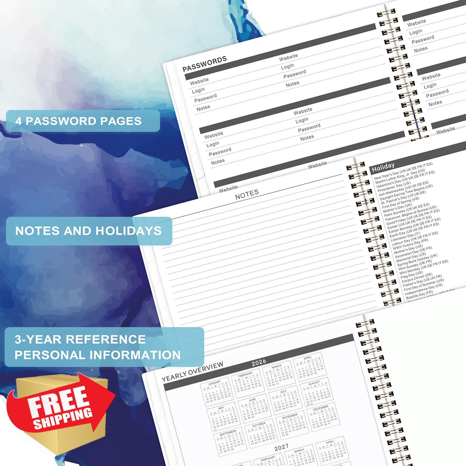 Lemome Home 2 Year 2026-2028 Monthly Planner 9″x11″