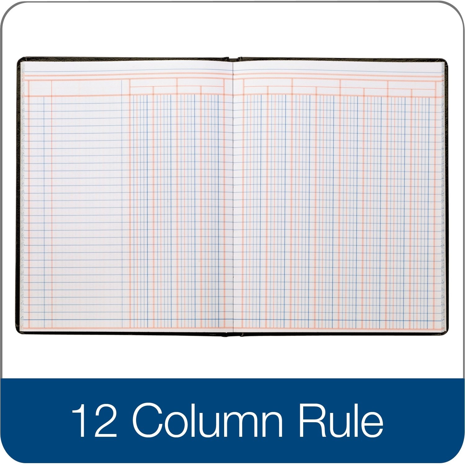 Adams Account Book, 7 x 9.25 Inches, Black, 12-Columns, 80 7″ x 9-1/4″, Black