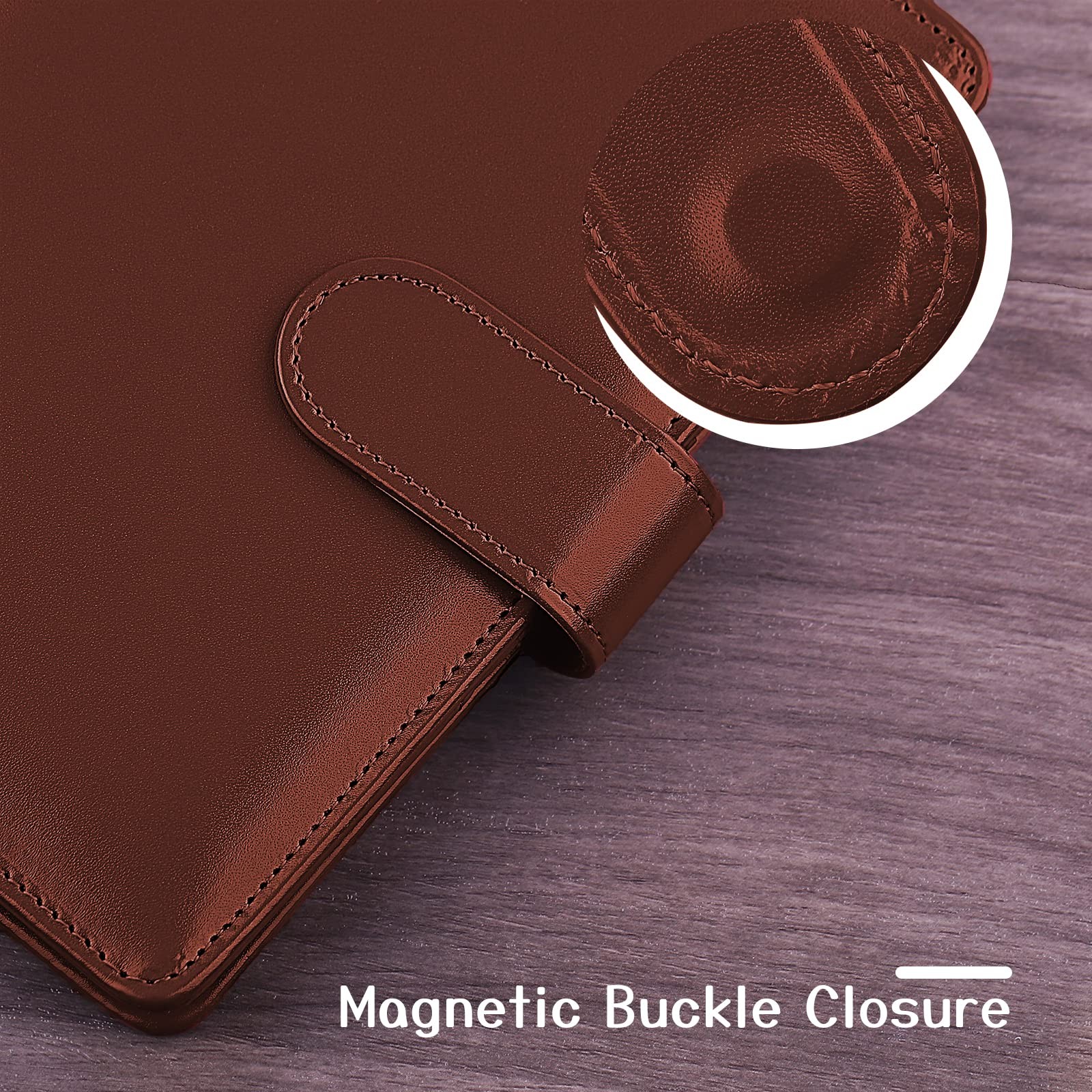 Antner A6 Binder 6 Ring Refillable Notebook Budget Planner for A6, Brown