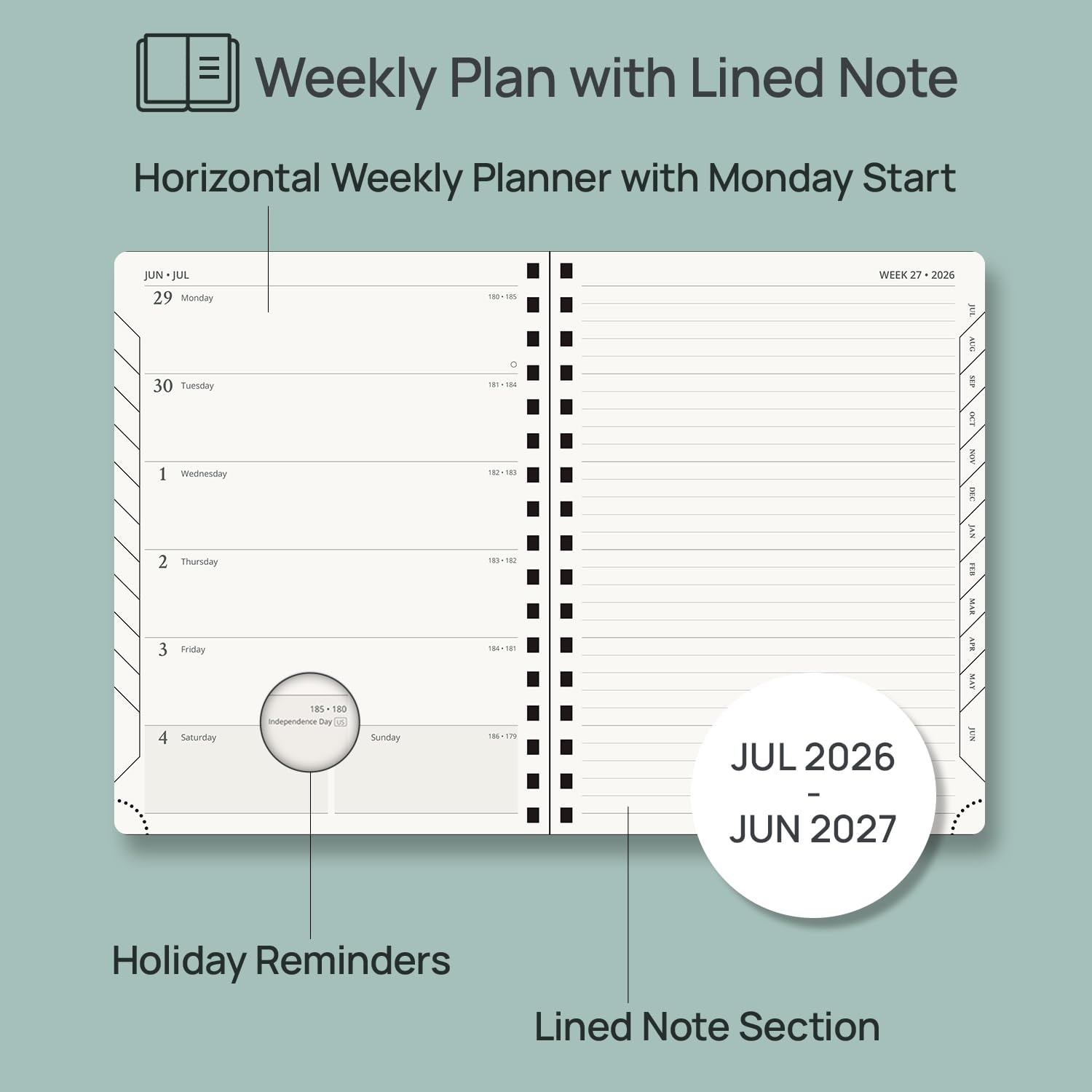 Weekly Planner 2026-2027, 6.5″ x 8.5″, (July 26-June 27) Academic Weekly and …