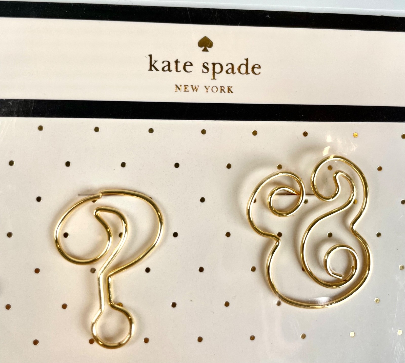 KATE SPADE STATIONERY GOLD PUNCTUATION NOVELTY PAPERCLIPS GIFT NWT NEVER OPENED