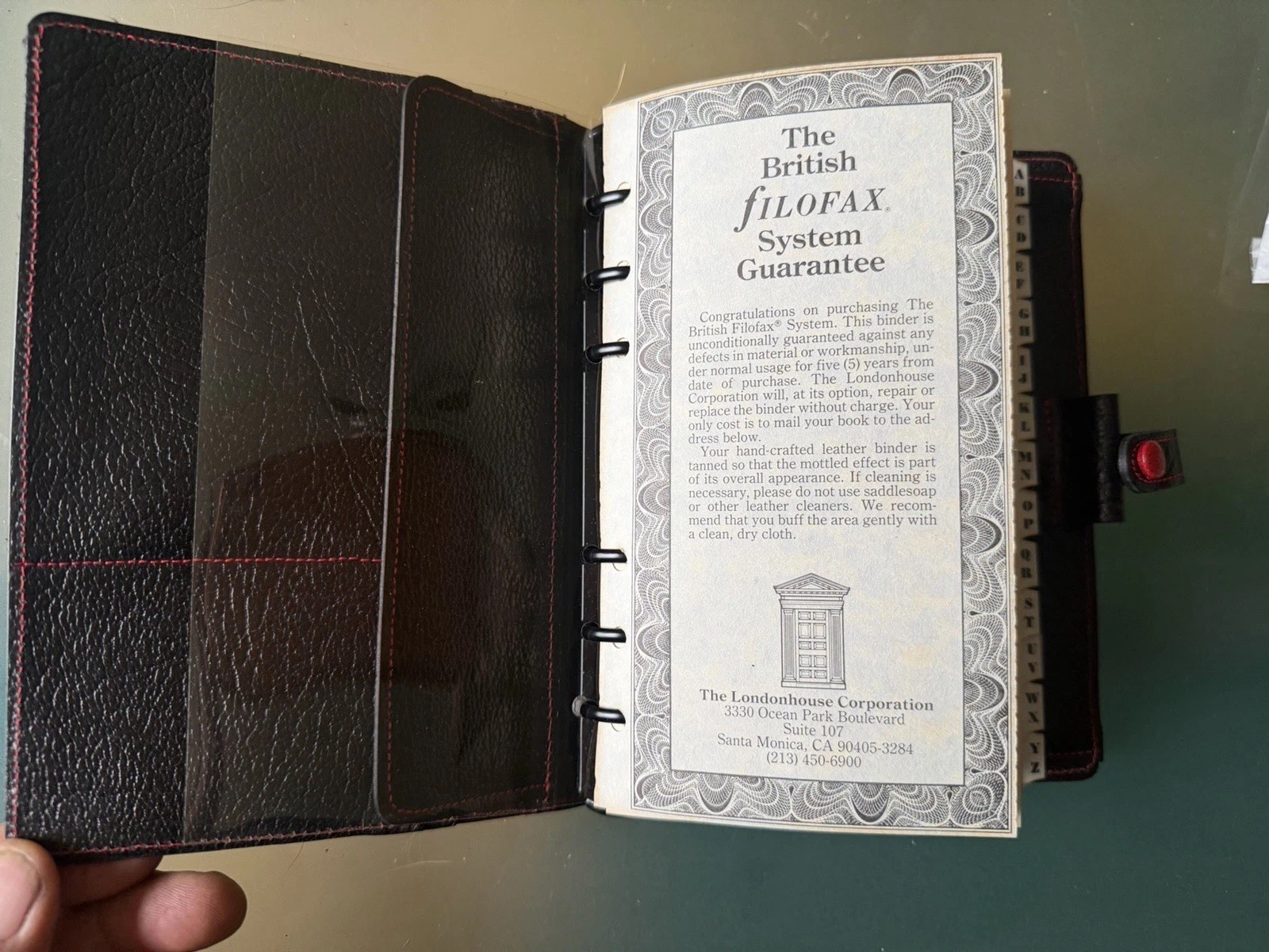 NOS 1985 Filofax “British Filofax System” Calf Leather Made In England Deadstock