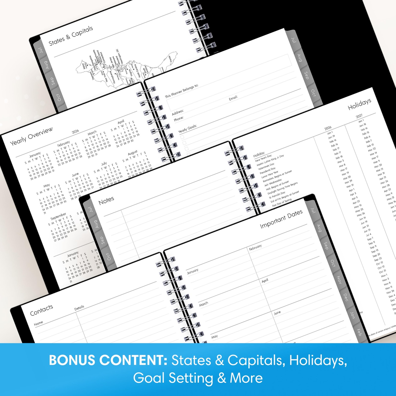 2026 2027 Weekly Monthly Academic Planner 5 x 8 Flexible Cover Wirebound Laminat