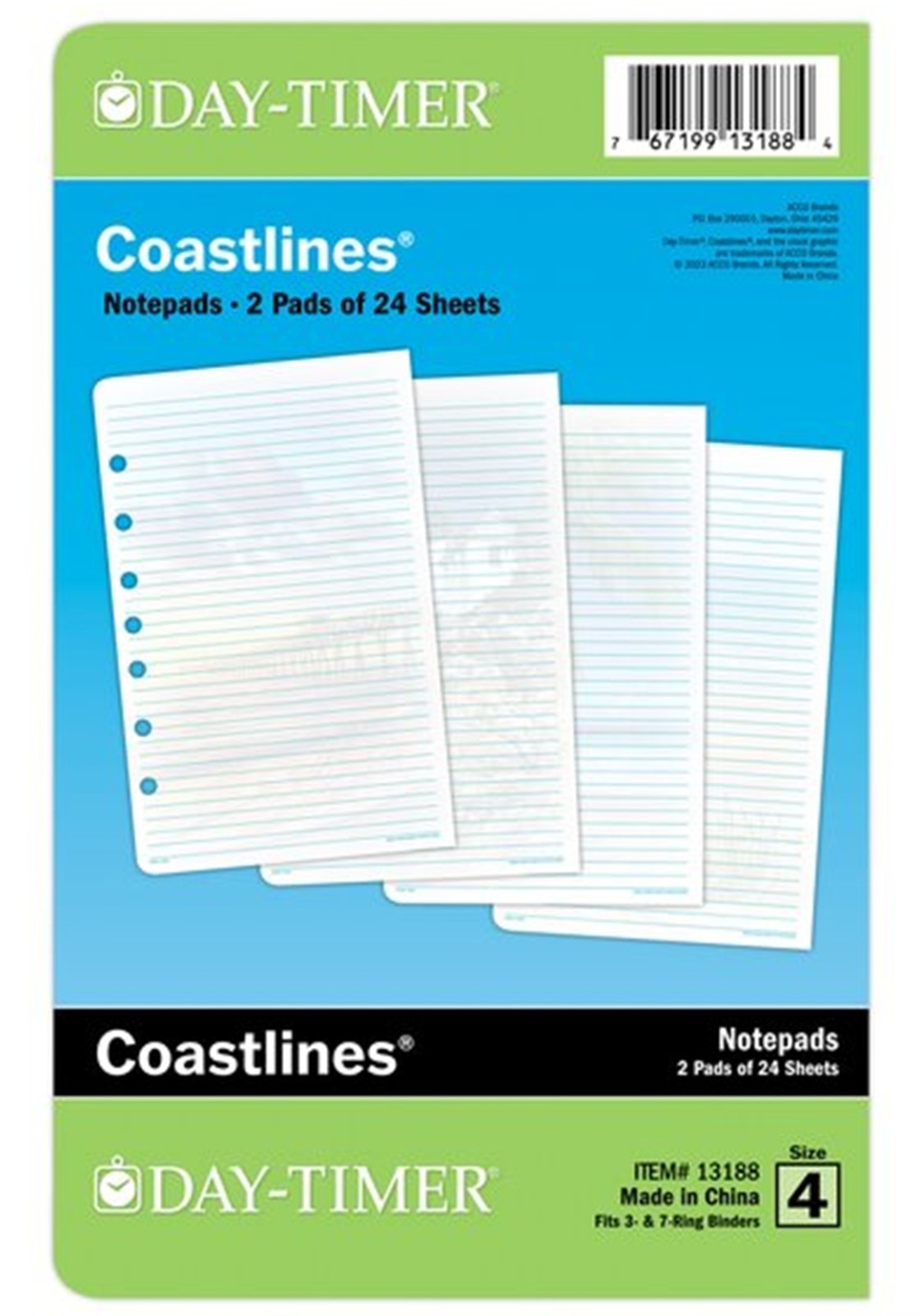 Day-Timer Coastlines Notepads, Loose-Leaf, Desk Size, 5 1/2″ x 8 1/2″, 2 Pack
