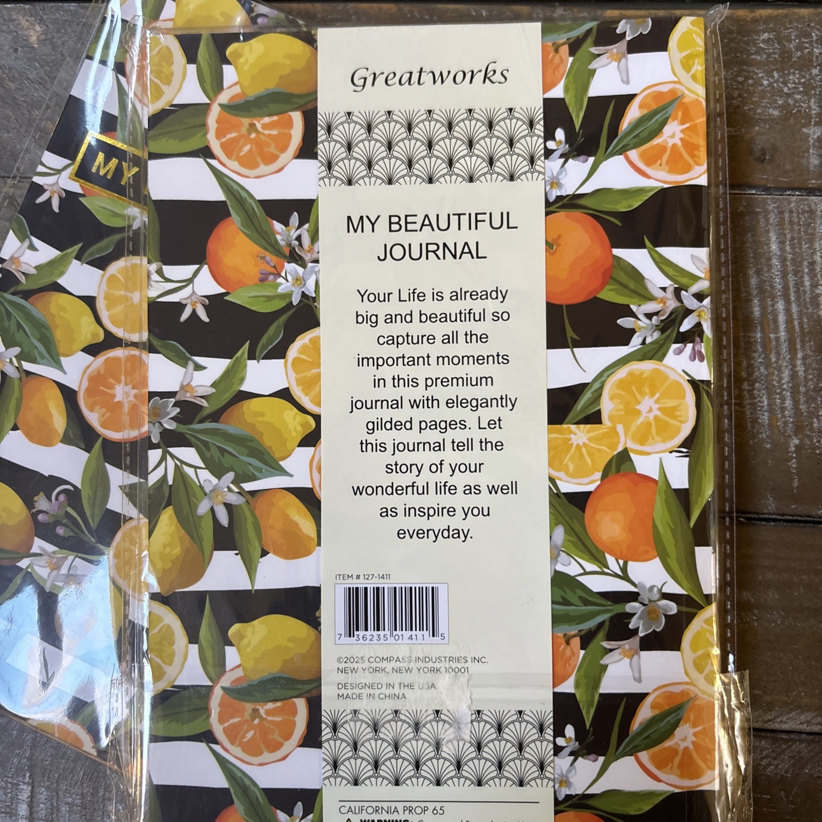 Journal 2 HC 8″ x 5.75” Sealed Fruit/Flower Design Guilded Great works New