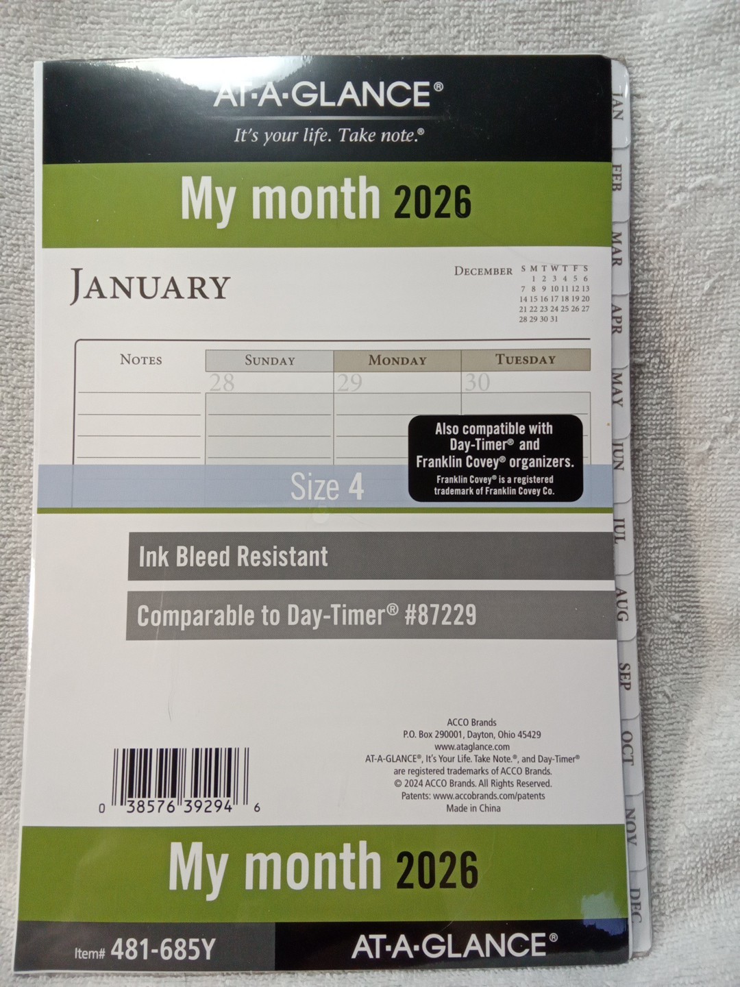 2026 Planner Refill, Monthly, 5-1/2″ x 8-1/2″, Desk Size 4, Loose-Leaf, Ruled…