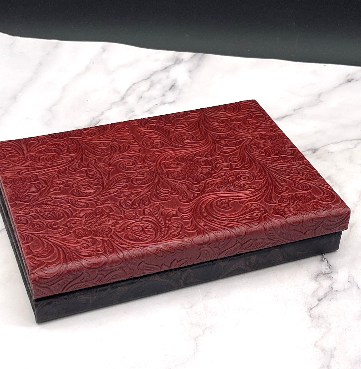 Set of 2 Leather Embossed Hard Cover Journal Notebook Gold Pages Travel Writing