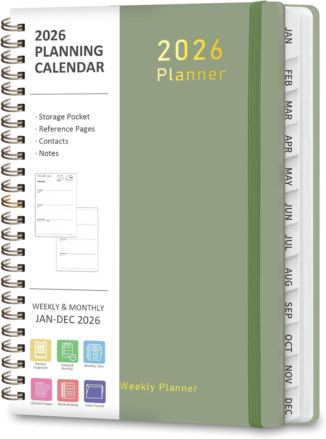 2026 Planner, Weekly and Monthly Calendar Academic Planner, Jan 2026 – Dec 2026,