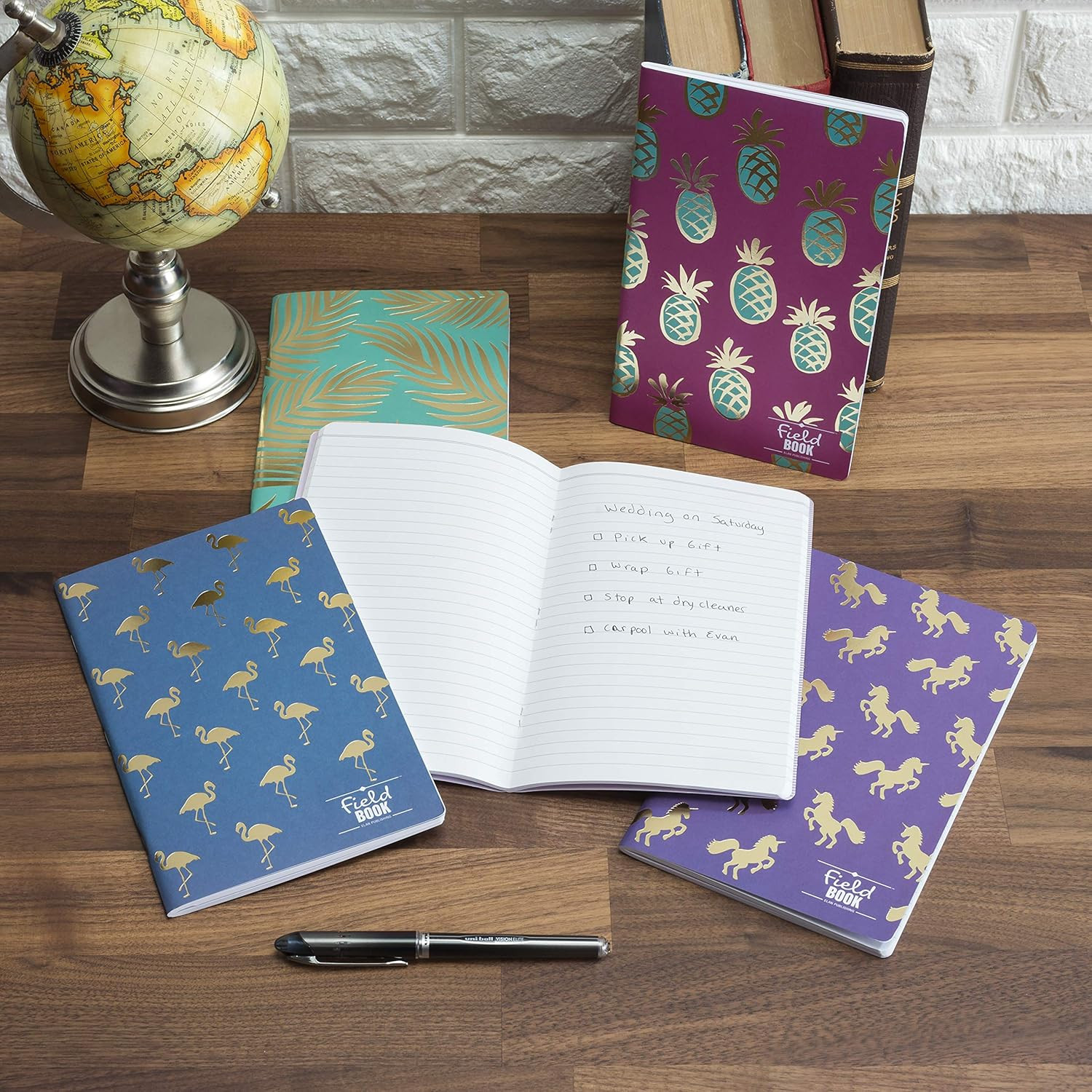 Field Notebook/Journal – Gold Foil Patterns – Lined Memo Book (5″x8″) – Pack of