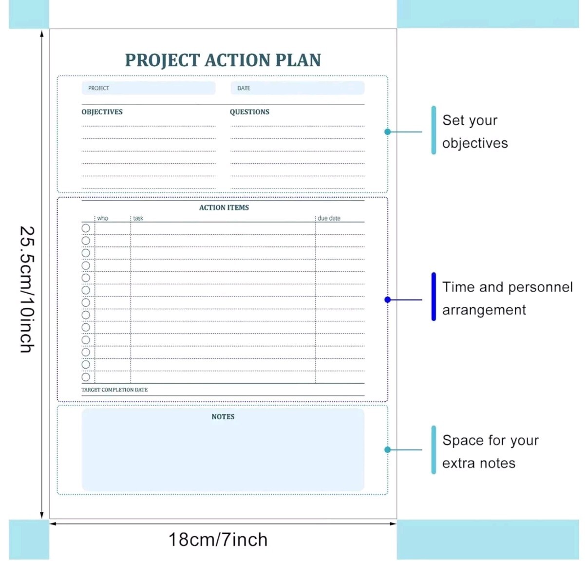 Maitys 200 Sheets 4 Pads Project Action Planner Notepad Project Management with
