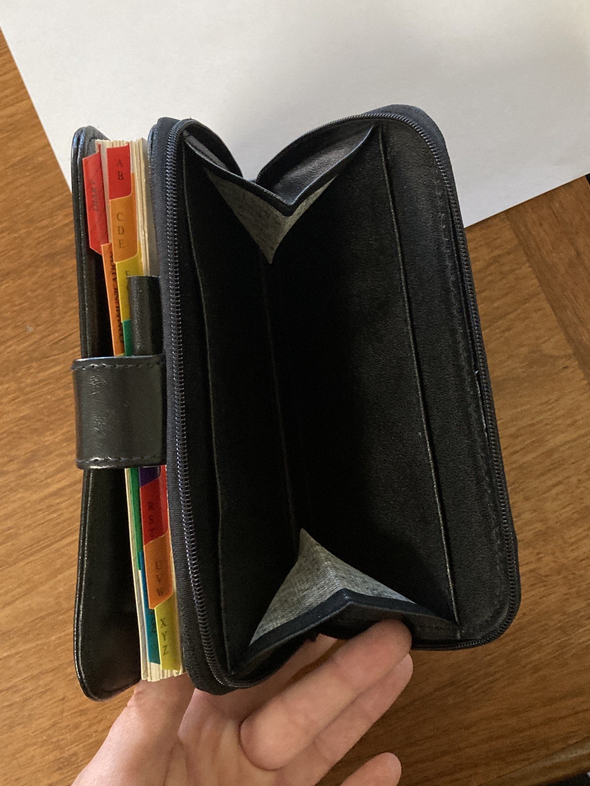 Vintage 90s Day Planner Organizer Y2K Binder Black Faux Leather Six Rings 5×7
