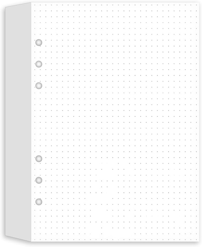 (3 Pack) A5 Dotted Paper Refills – 6 Hole Punched, 300 Sheets/600 Pages Dot Grid
