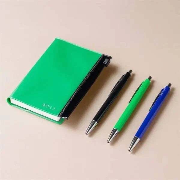 MARK’S EDiT Grid Notebook, B7, with PVC Cover, Zip pocket and Refillable BLACK