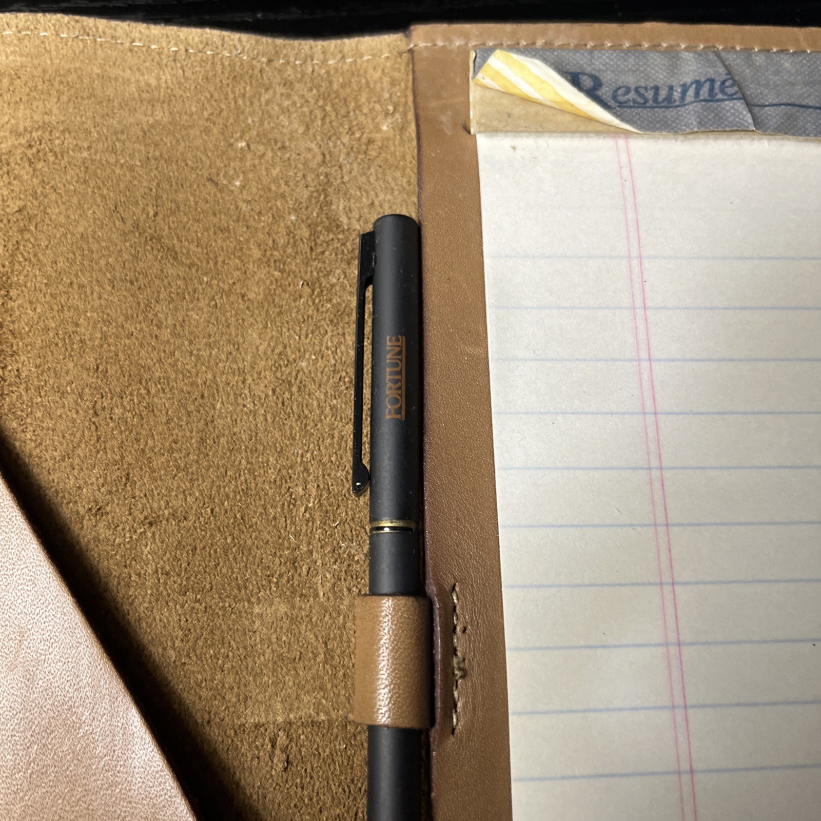 Vintage 6” By 9” Leather Fortune Journal With Original Pen