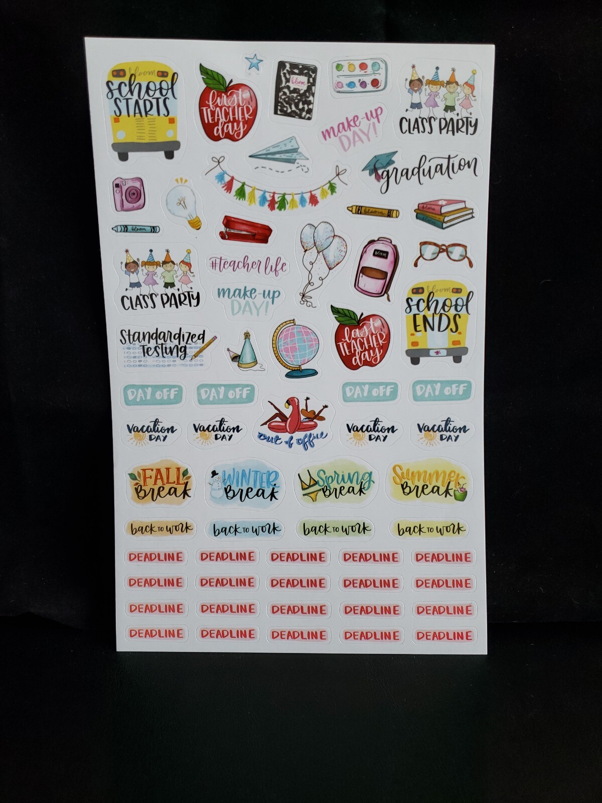 Bloom Daily Planner Teacher Sticker Pack 6 Sheets 430+ Stickers Weekly Monthly
