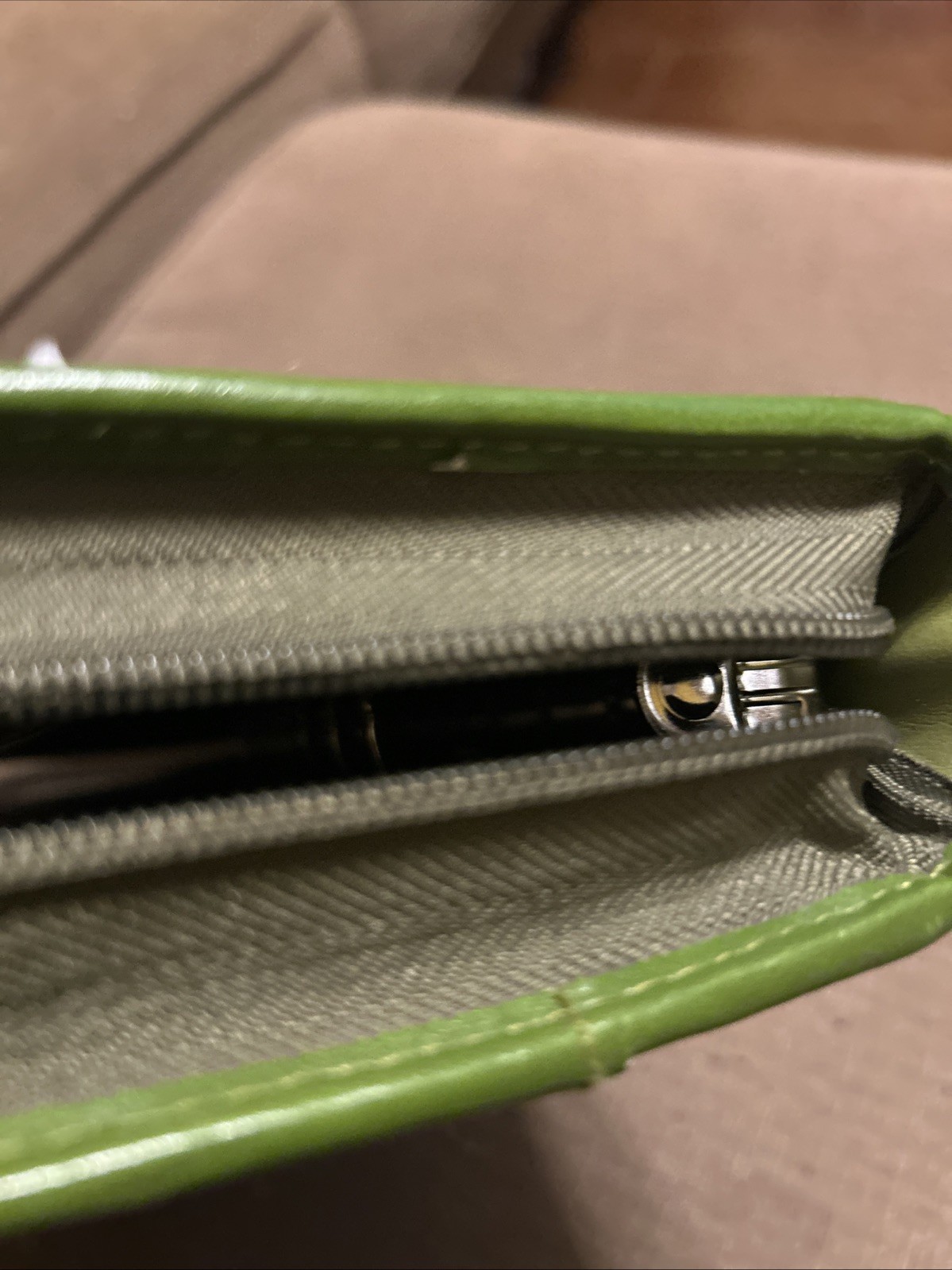 Franklin Covey Classic Zipper Planner Ring Binder Genuine Green Leather 7 Rings