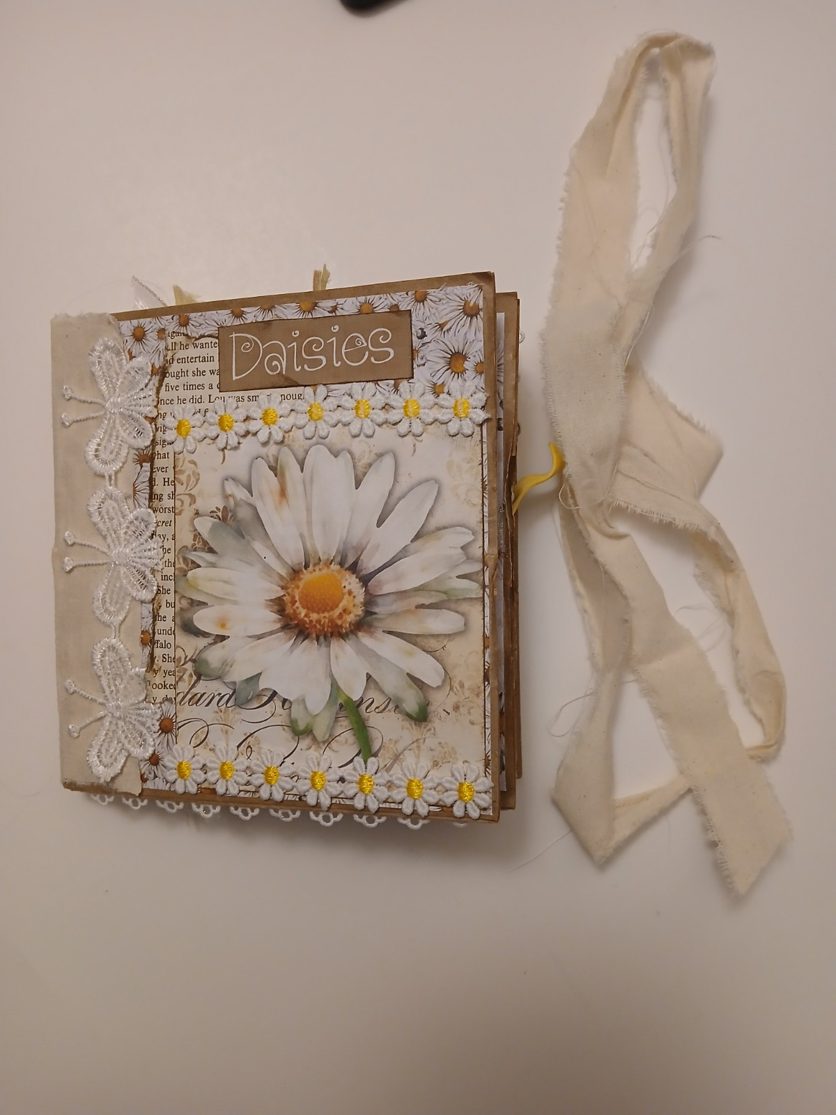 Handmade Daisy Summer Unique Paper Lunch Bag Junk Journal Ooak