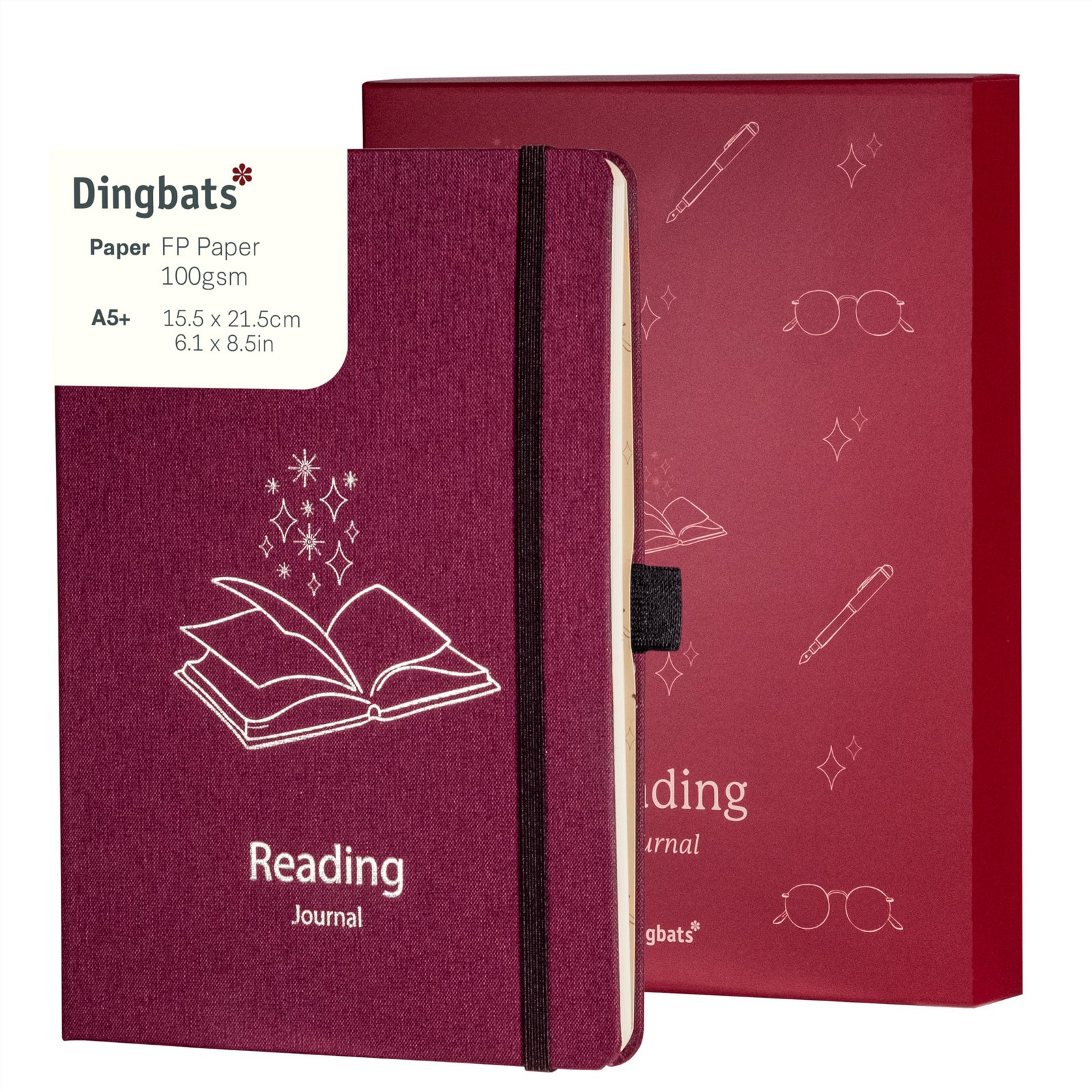 Dingbats* Reading Journal for Book Lovers – Thick Paper Wine Purple