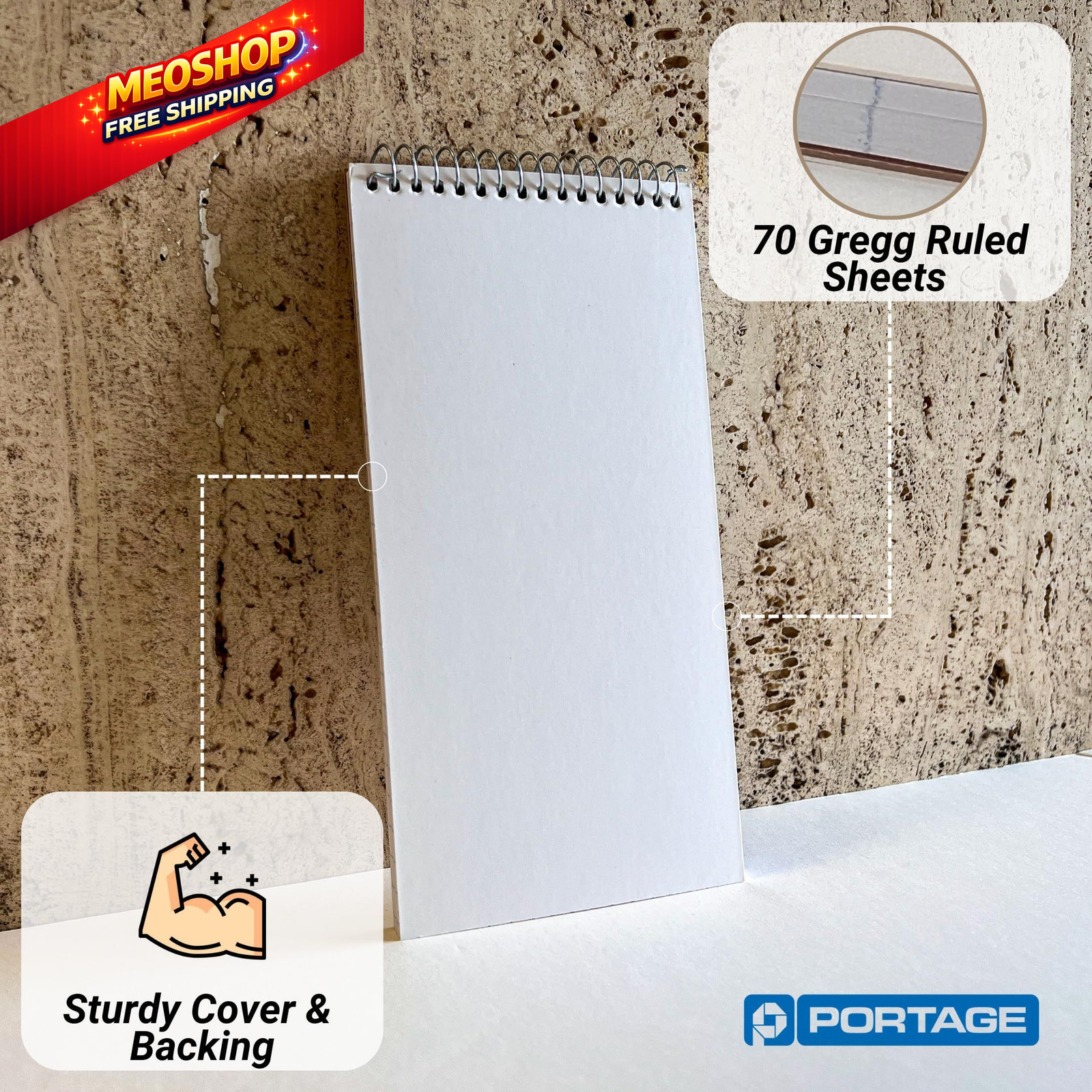 Portage Reporters Notebook – Top Bound Spiral 12 Count (Pack of 1), white